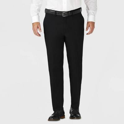 Haggar H26 Men's Tailored Fit Stretch Suit Pants - Black 36x32: Polyester Rayon Blend, Mid Rise, Straight Leg, Jetted Pocket