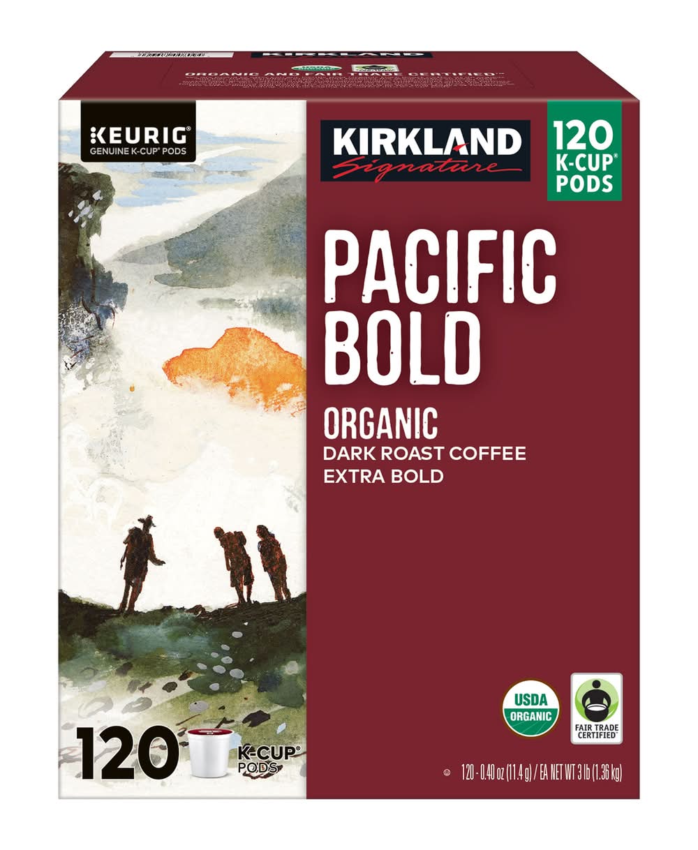 Kirkland Signature Organic Dark Roast Coffee Pacific Bold K-Cup Pods (3 lbs, 120 ct)