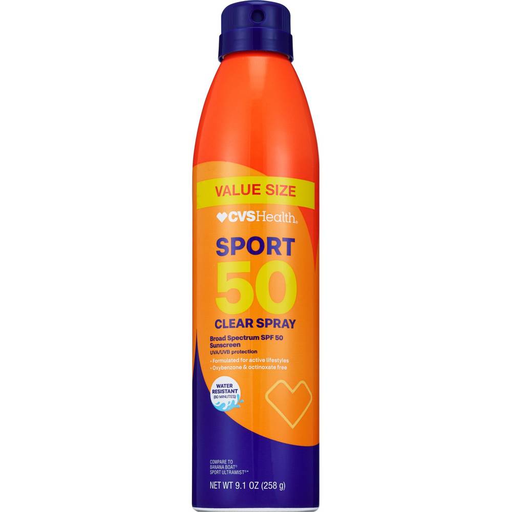 Cvs Health Sport Clear Sunscreen Spray Spf 50, 9.1 Oz