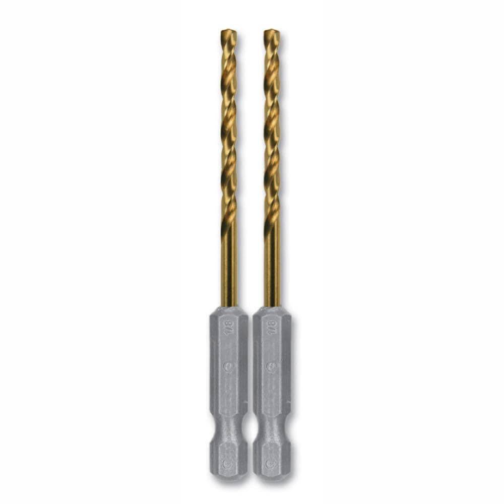 Kobalt 2-Piece 1/8-in x 2-1/2-in Titanium Coated Hss Jobber Length Twist Drill Bit | 80854