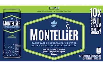 Montellier eau de source naturelle gazéifiée - carbonated natural spring water (10 pièces, 355 ml) (citron vert)