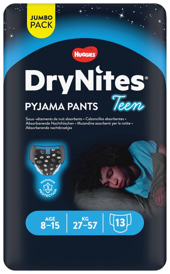 Drynites - Huggies culotte de nuit garçon 8-15ans (13 pièces) en
