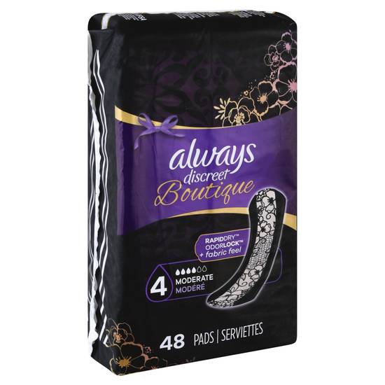 Always Discreet Boutique Moderate Pads (48 ct)