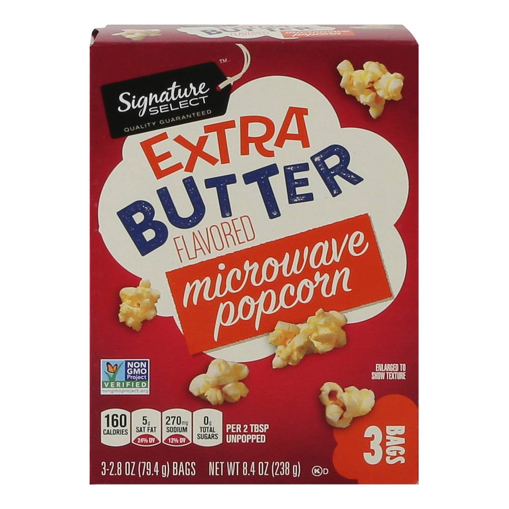 Signature Select Extra Butter Flavored Microwave Popcorn (8.4 oz)