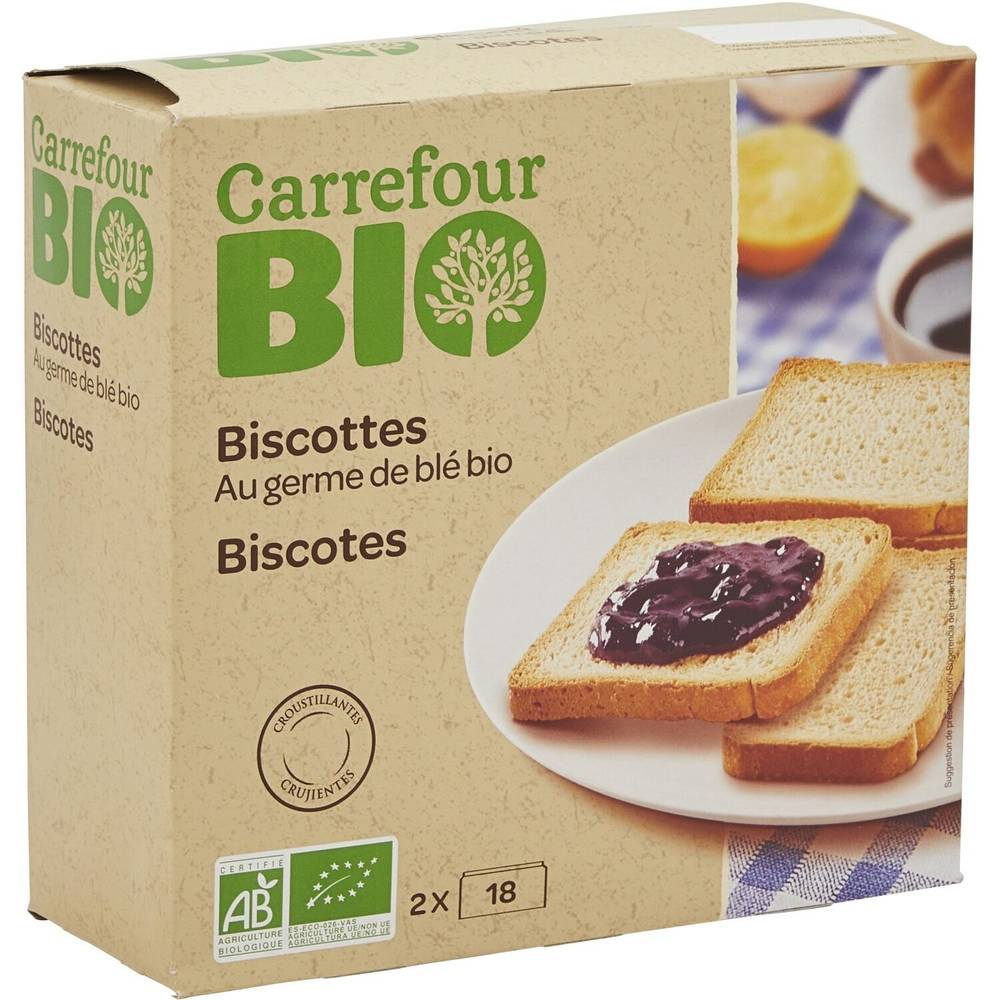Carrefour Bio - Biscottes au germe de blé bio (36 pièces)