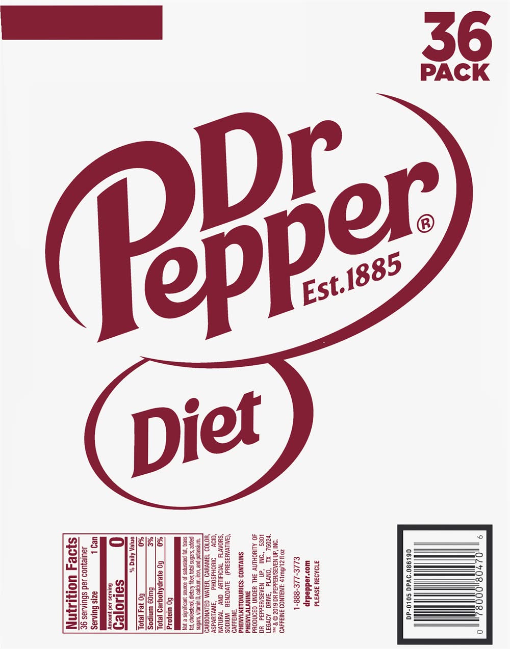 Dr Pepper Diet Soda (36 x 12 fl oz)