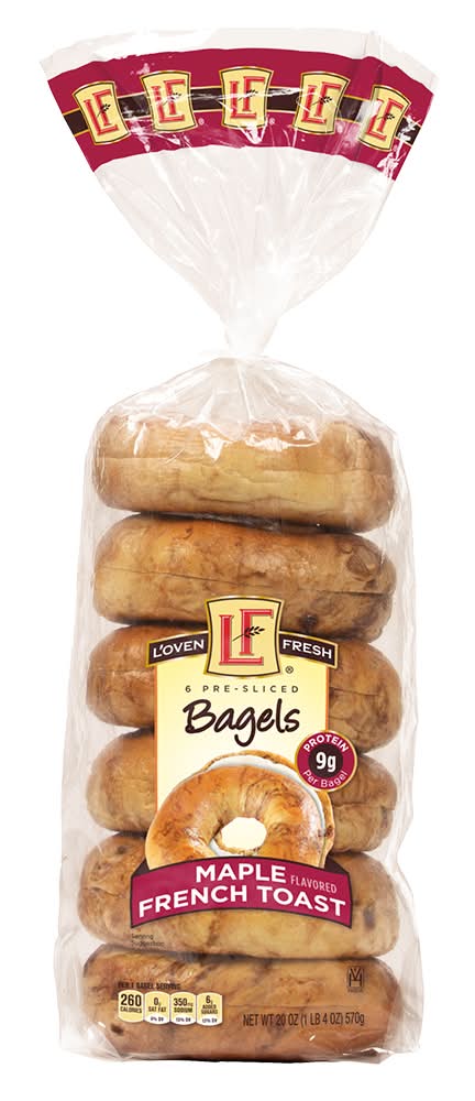 L'oven Fresh Pre-Sliced French Toast Bagels, Maple (20 oz, 6 ct)