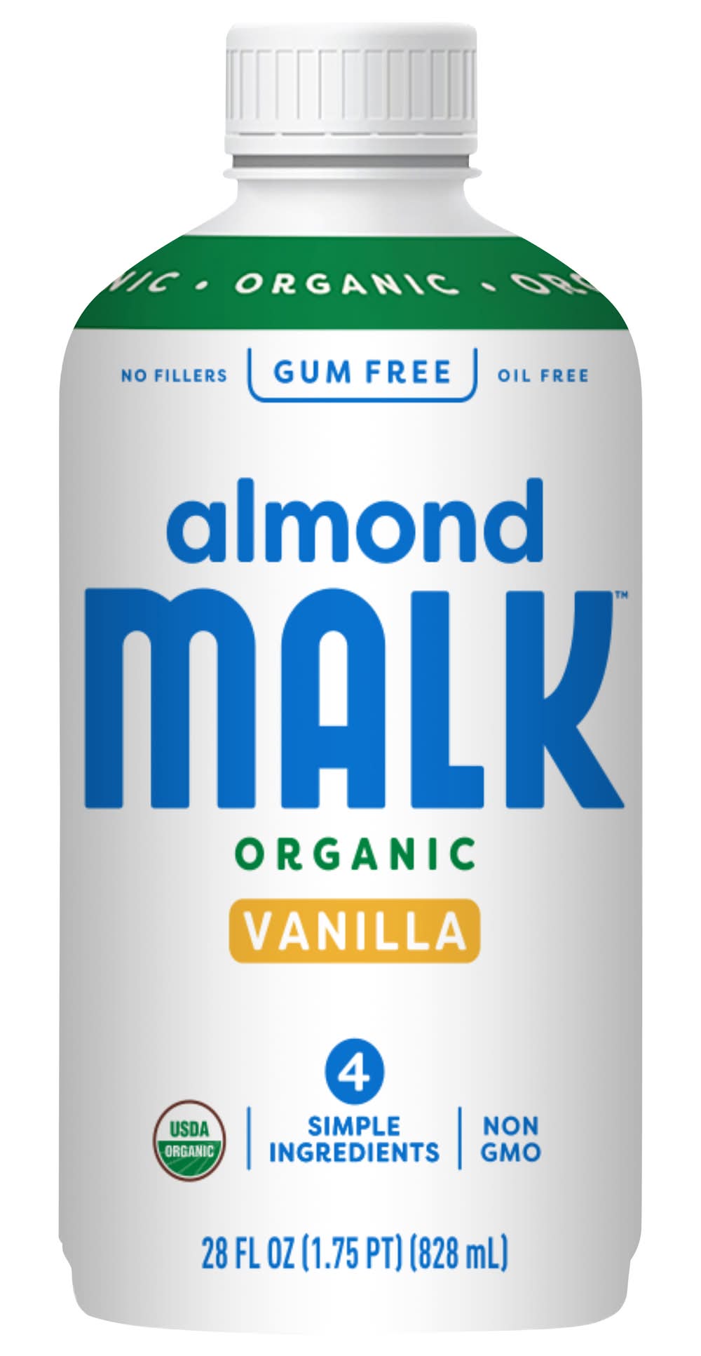 MALK Gum Free Organic Almond Milk, Vanilla (28 fl oz)