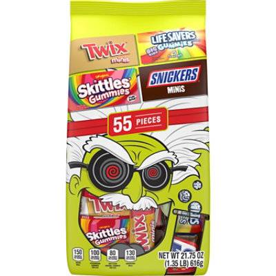 Mars Snickers Skittles Gummies Twix & Life Savers Gummies Fun Size Candy Bag (21.75 oz, 55 ct)