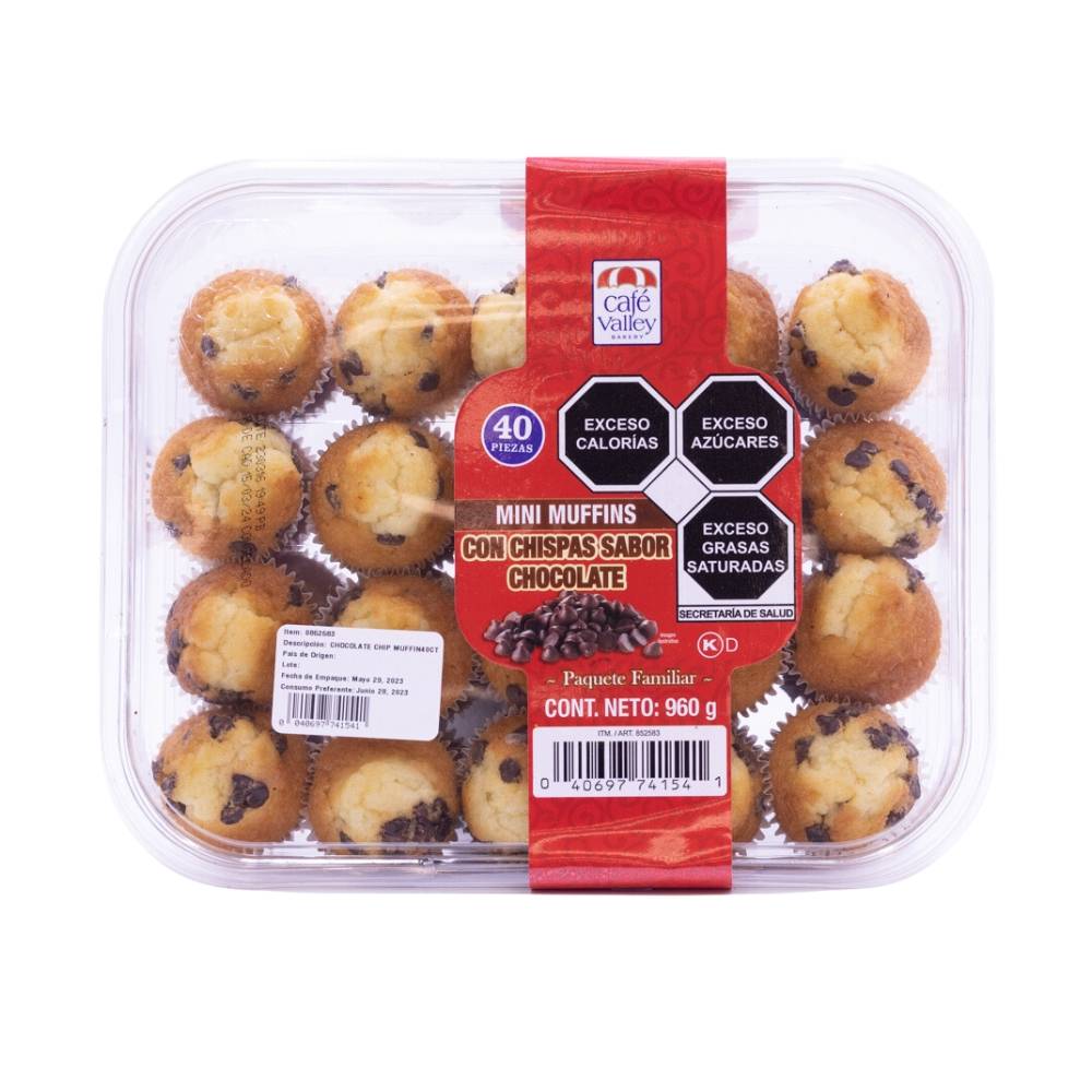 Café valley mini muffins con chispas de chocolate (40 un)