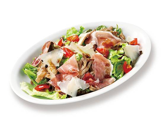 生ハムと3種キノコのサラダ ～バルサミコドレッシング～ Salad of prosciutto and 3 kinds of mushrooms with balsamic dressing