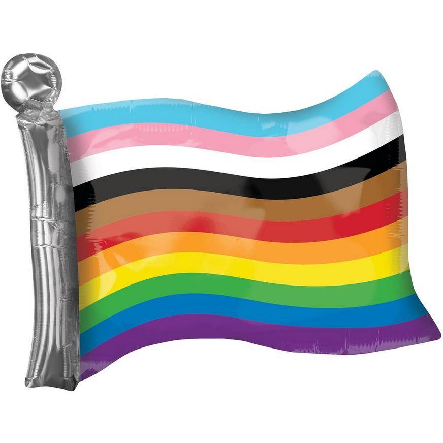 Uninflated 11-Stripe Inclusive LGBTQ Pride Flag Foil Balloon, 27in x 22in