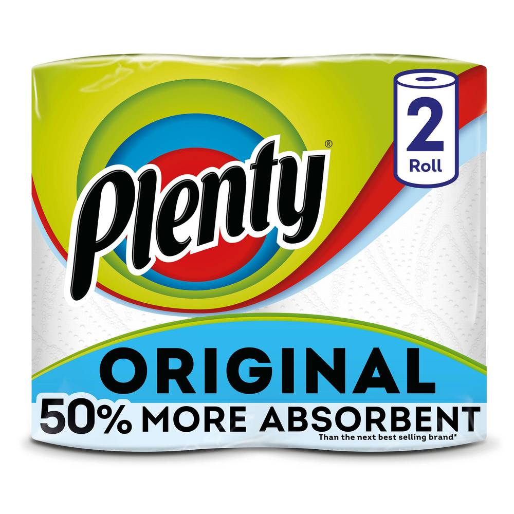 Plenty White Kitchen Towel x2 Rolls