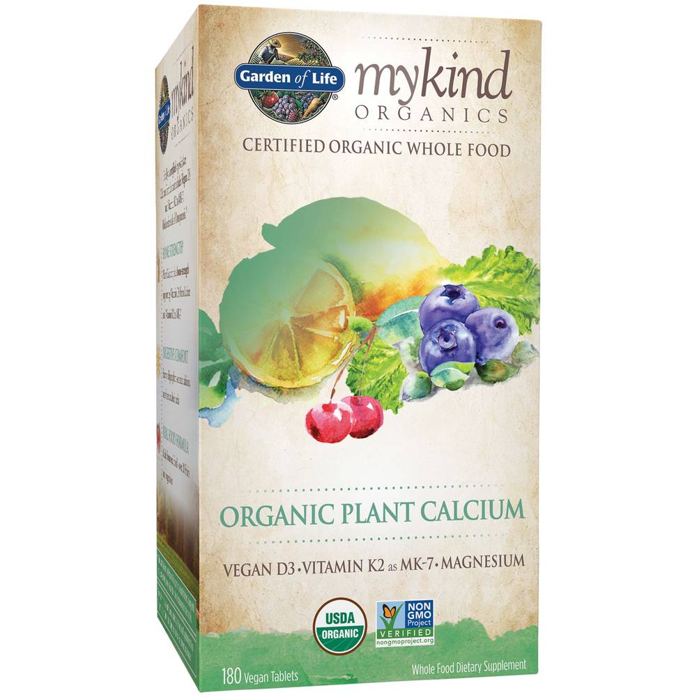 Mykind Organics Whole Food Plant Calcium With Vitamins D3 & K2 (180 Vegan Tablets)
