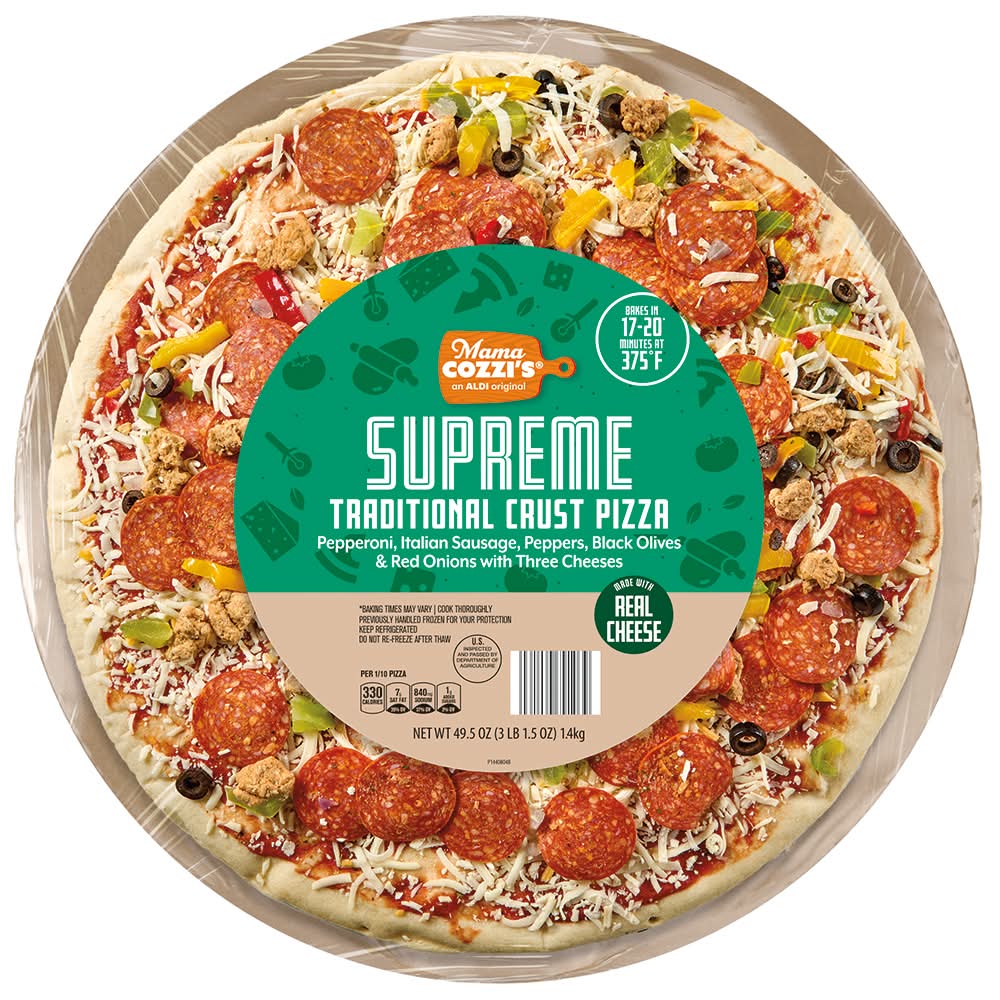 Mama Cozzi's Pizza Kitchen Take & Bake Supreme Traditional Crust Pizza, 16 in (49.5 oz)