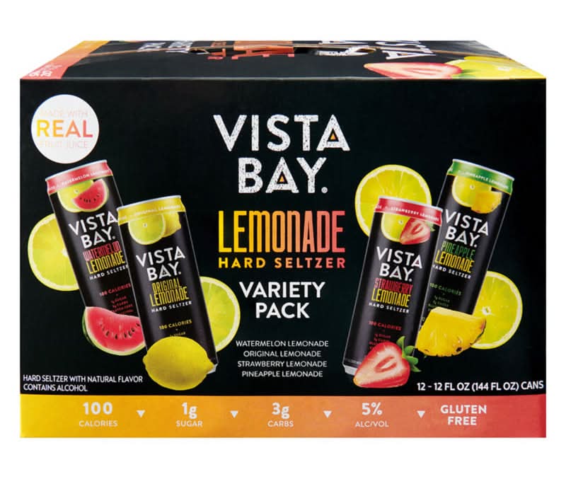 Vista Bay Hard Seltzer Lemonade Variety pack, Assorted (12 x 12 fl oz)