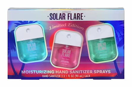 Solar Flare Limited Edition Hand Sanitizer Sprays 3-Pack Sea Veil/Pink Glow/Coco Crème