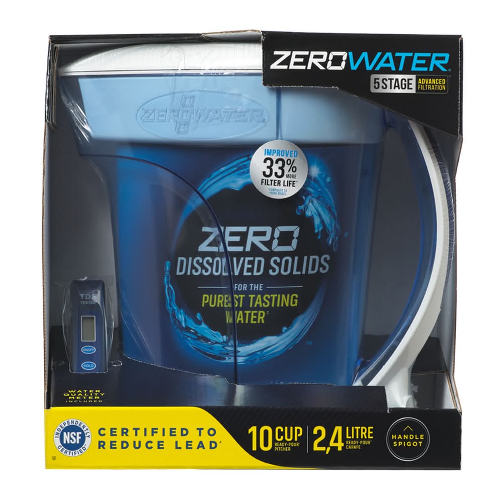 Zerowater Ready-Pour 10 Cups Blue/White Water Filtration Pitcher