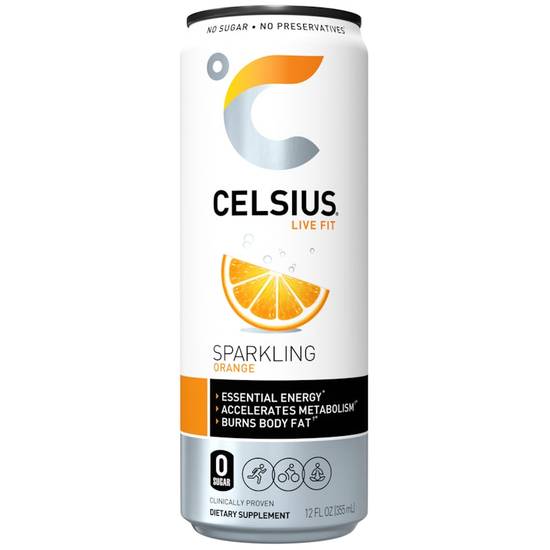 Celsius Sparkling Orange 12 oz Can