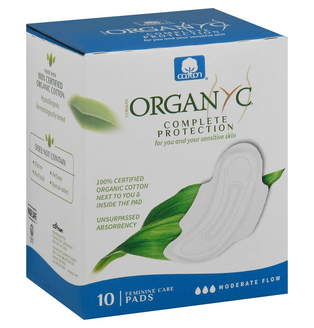 Organyc Moderate Flow Cotton Feminine Care Pads (1.6 oz)