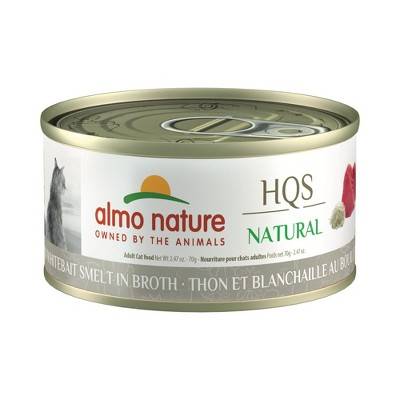 Almo Nature: HQS Natural Cat una & Whitebait Smelt In Broth Can Food, 24 Pack