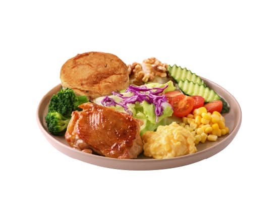 【單點】蜜汁烤雞腿嫩炒蛋餐(千島醬) | Honey Soy Chicken Thigh & Soft-scrambled Eggs  Meal