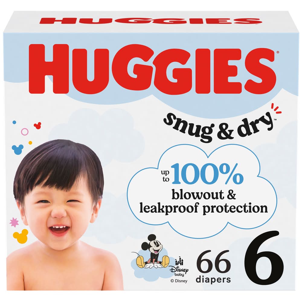 Huggies Snug & Dry Blowout Leakproof Protection Baby Diapers, 6 (66 ct)