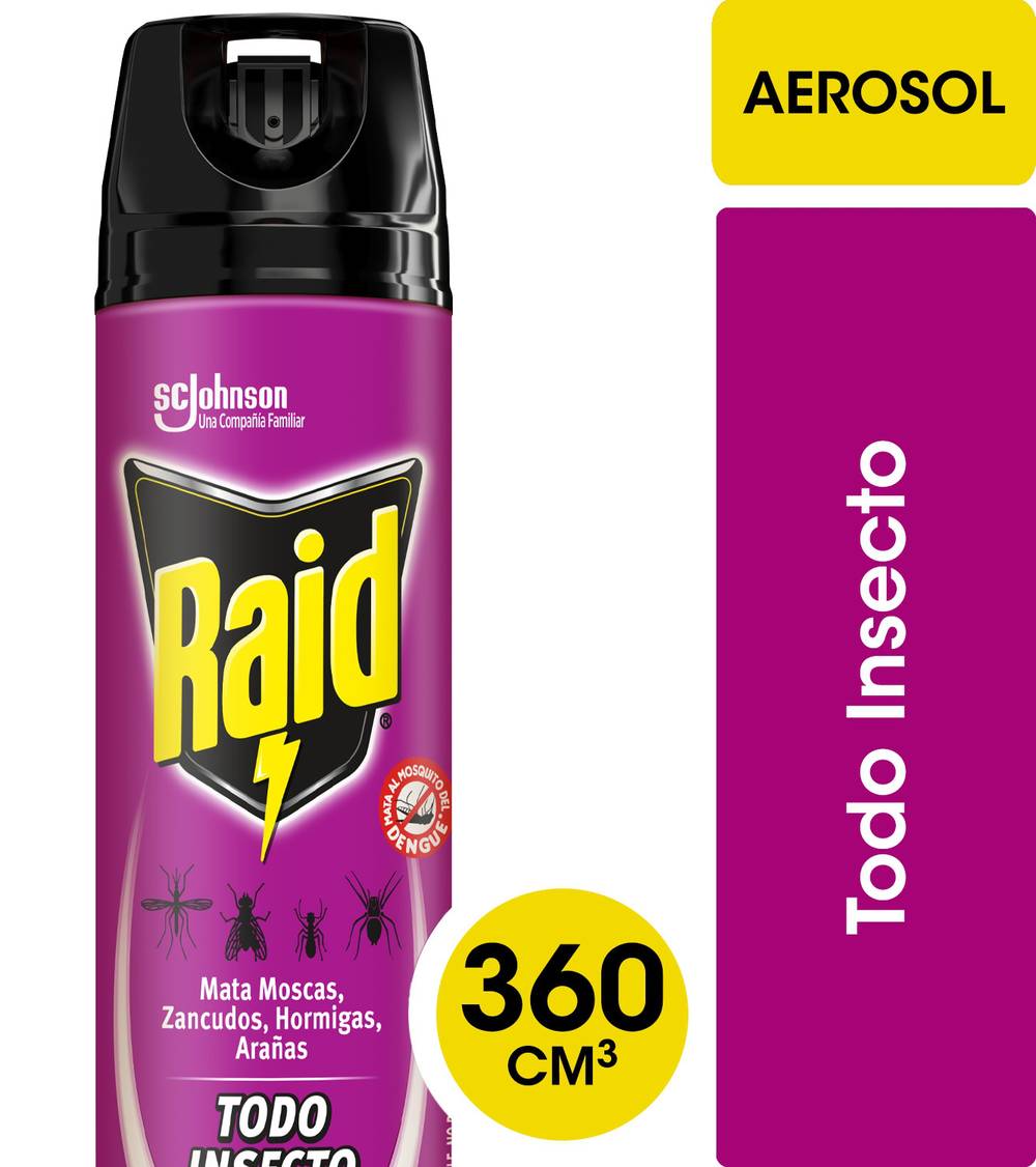 Raid · Insecticida en spray para todo tipo de insecto (360 ml)