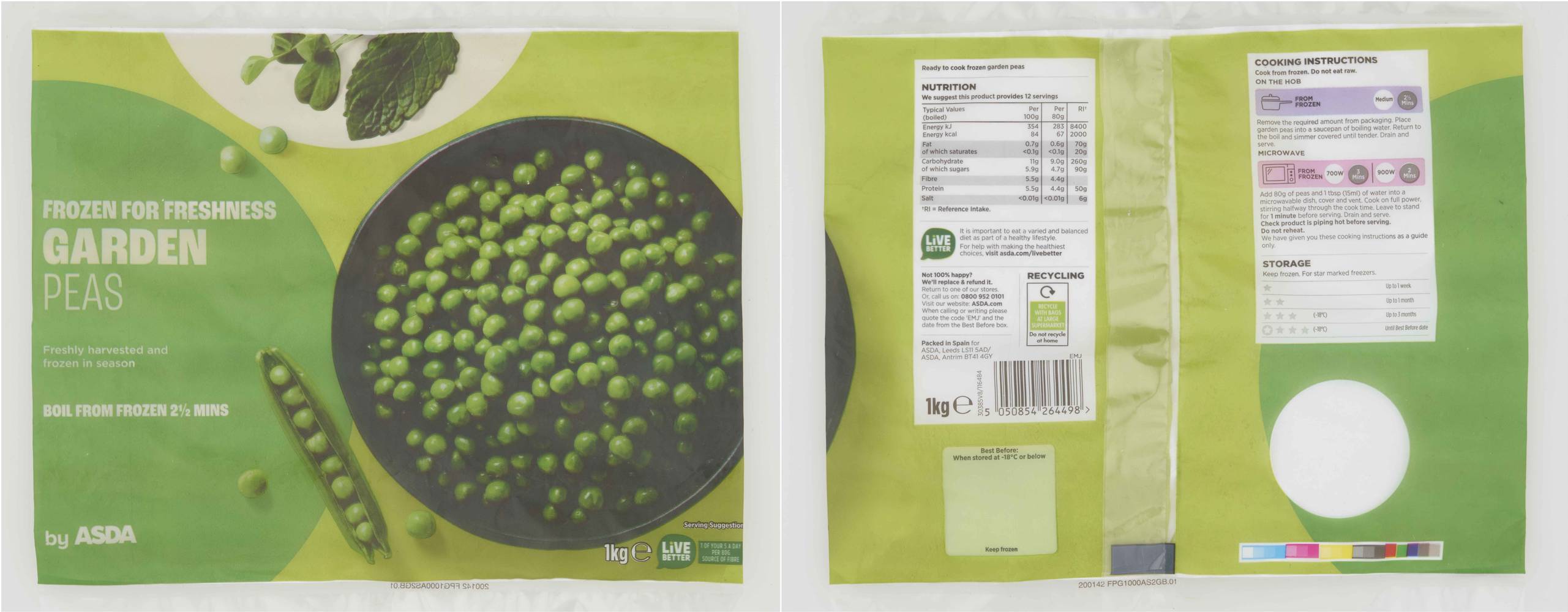 ASDA Frozen For Freshness Garden Peas (1kg)