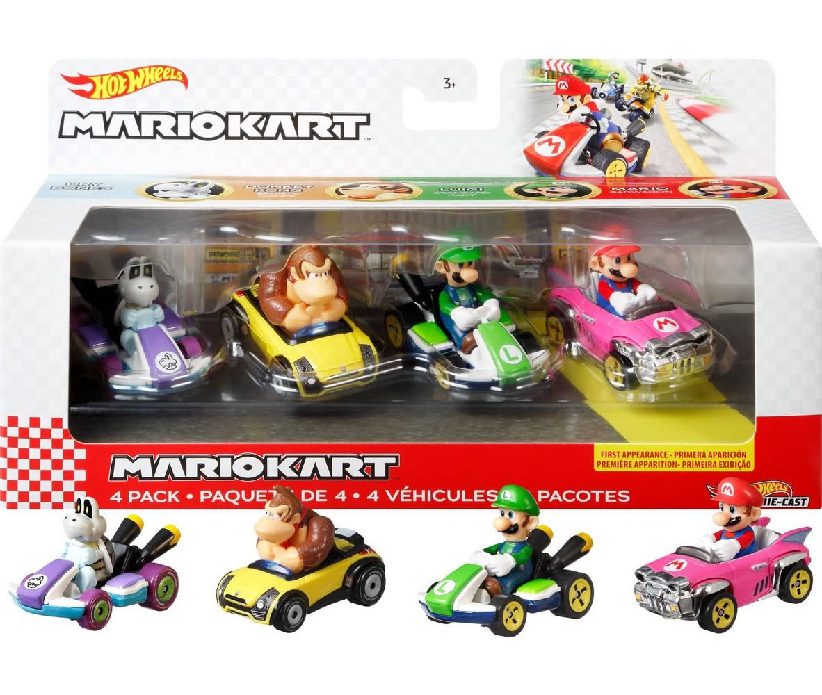 Hot Wheels Mario Kart Diecast (4 ct)