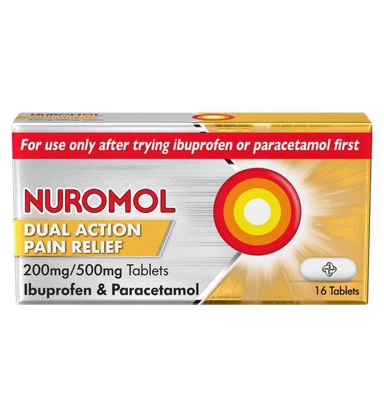 Nuromol Dual Action Pain Relief 200mg/500mg - Ibuprofen & Paracetamol Tablets 16s