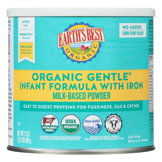 Earth's Best Organic Gentle Infant Formula With Iron Powder (23.2 oz)