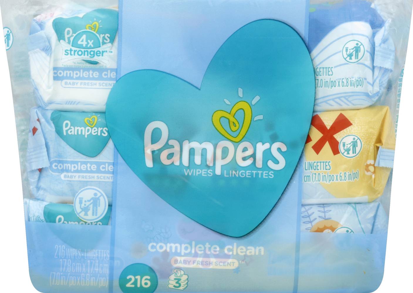 Pampers Complete Clean Baby Fresh Scent Wipes, 17.8 cm x 17.4 cm (7.0 in x 6.8 in) (3 ct)