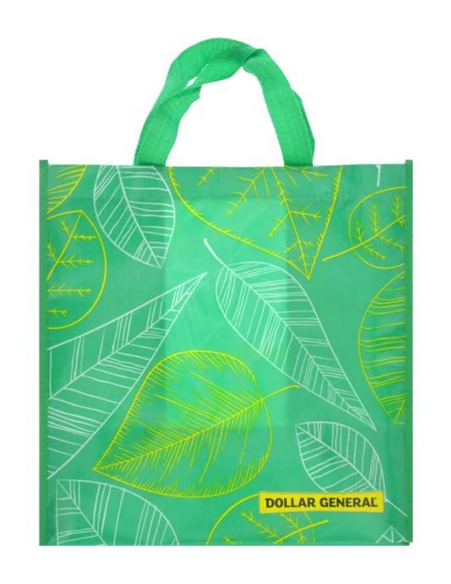 Dollar General Reusable Bags Green Leaves Small