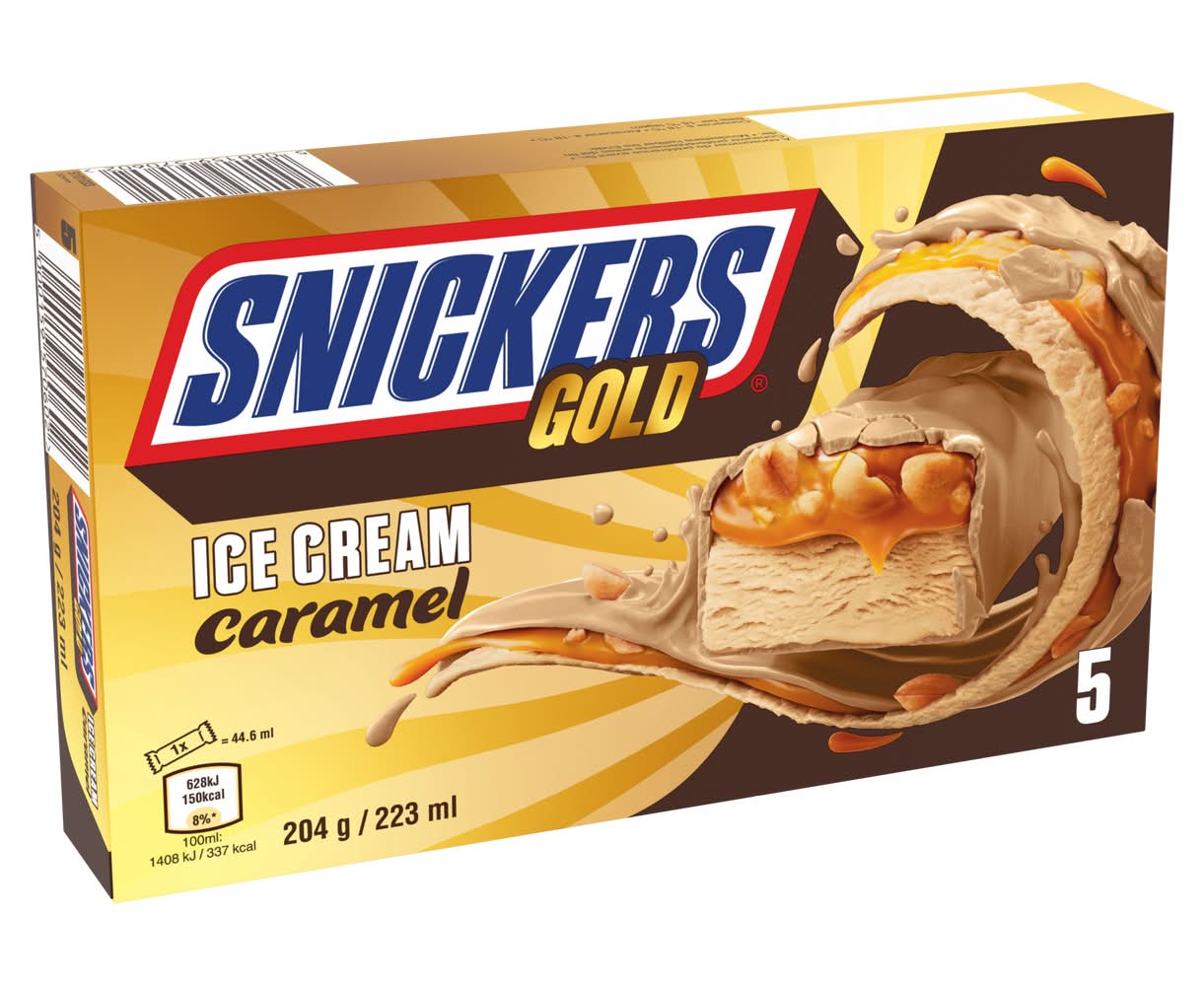 Snickers - Gold barres de crème glacée, caramel (5 x 44,6ml)