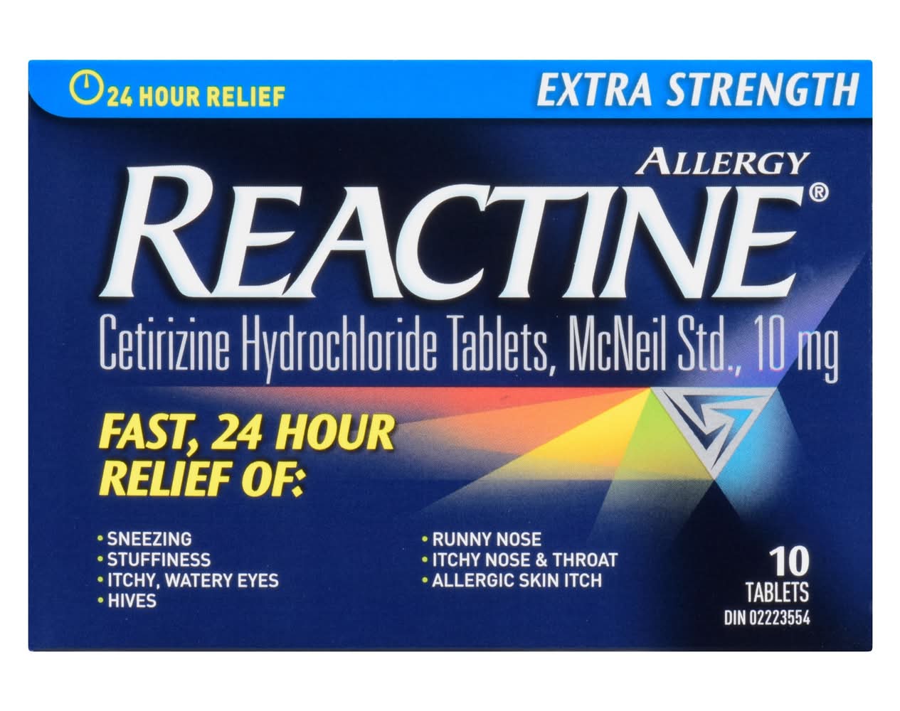 Reactine Extra Strength Cetirizine Hydrochloride Allergy Tablets 10 mg (10 g, 10 ct)