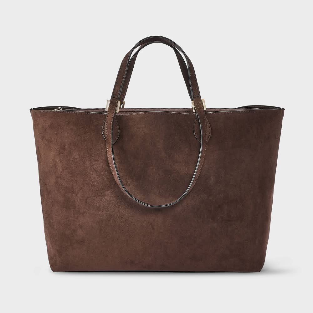 A New Day Dual Strap Triple Compartment Tote Bag, Brown