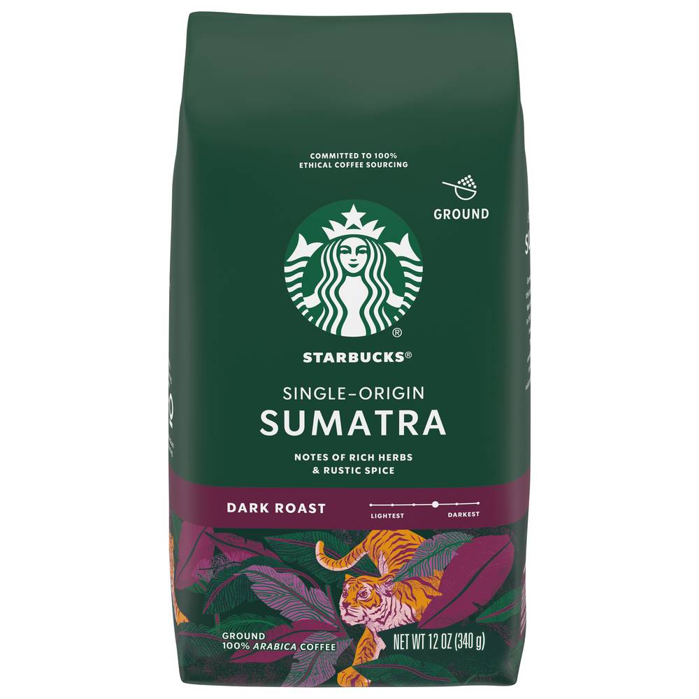 Starbucks Sumatra Single Origin Dark Roast Ground Coffee (12 oz)