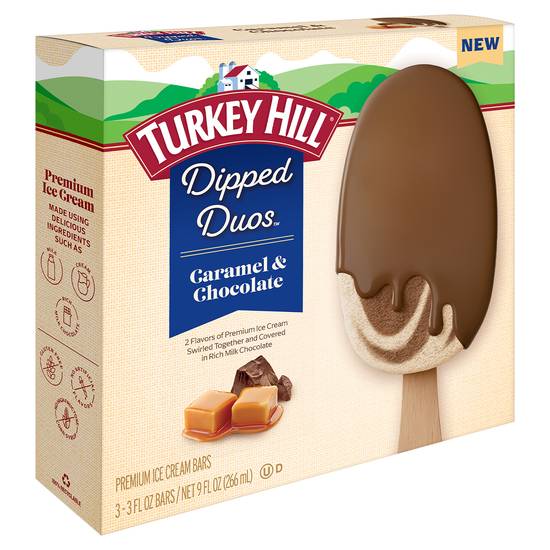 Turkey Hill Dipped Duos Caramel & Chocolate Ice Cream Bars (3 ct)