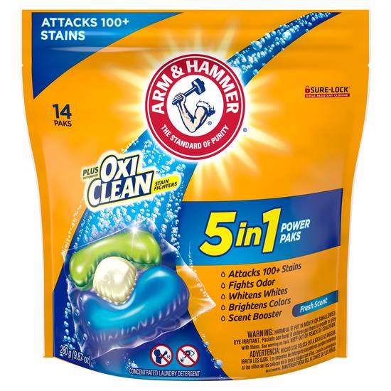 Arm & Hammer Plus Oxiclean 5 in 1 Power Laundry Detergent (14 ct)