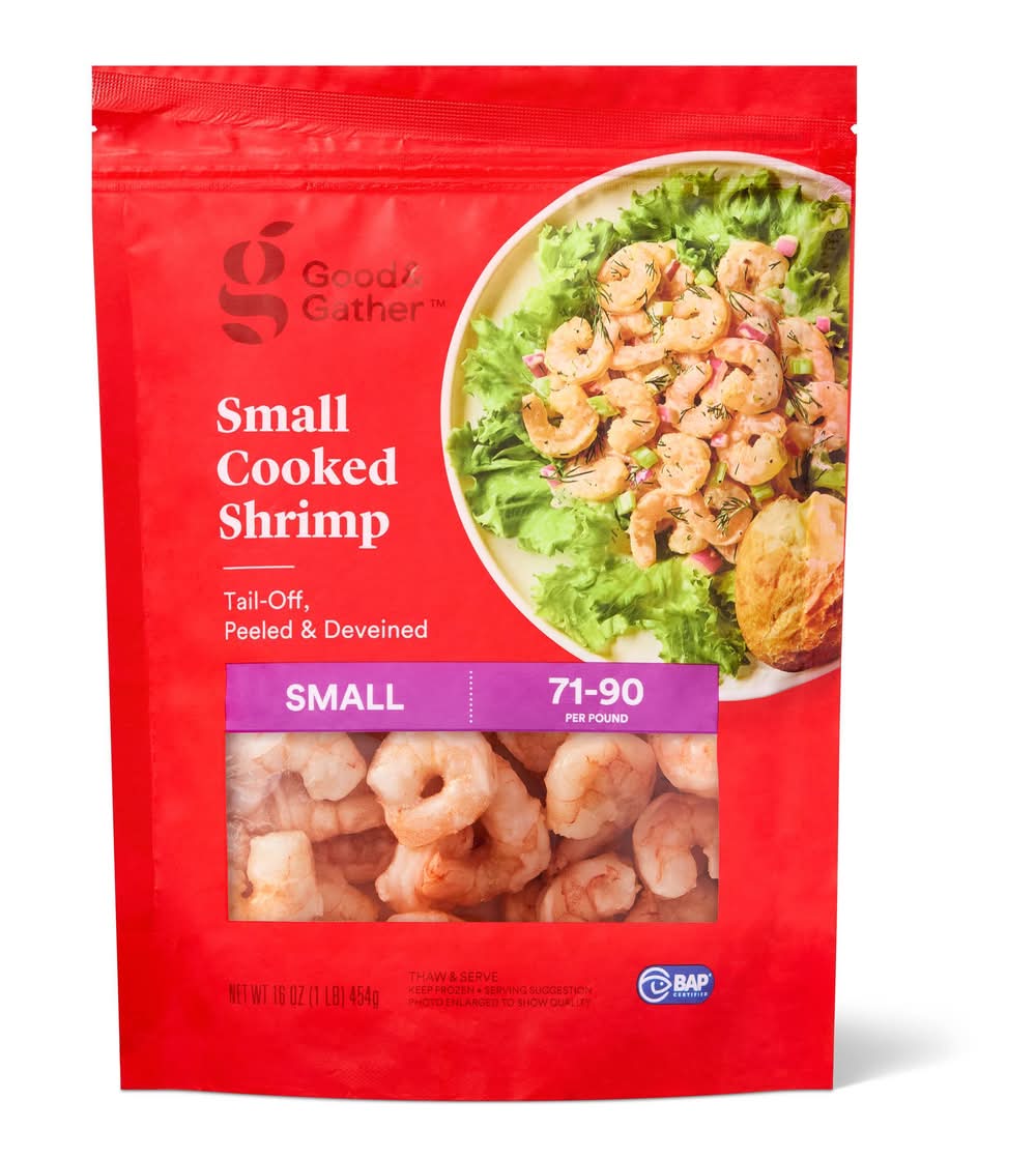 Good & Gather Frozen Tail Off Peeled & Deveined Cooked Shrimp, S (16 oz)