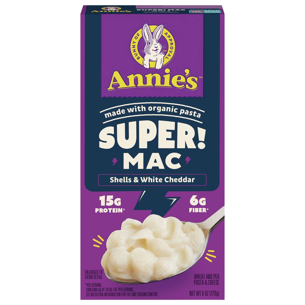 Annie's Super! Mac Shells Macaroni & Cheese Dinner, White Cheddar (6 oz)