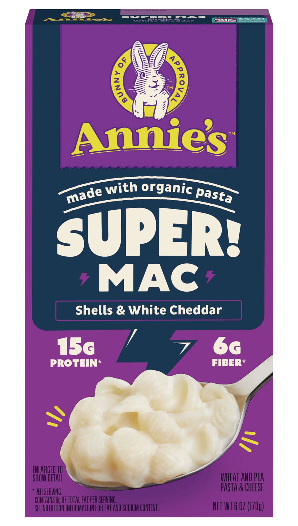 Annie's Super! Mac Shells Macaroni & Cheese Dinner, White Cheddar (6 oz)
