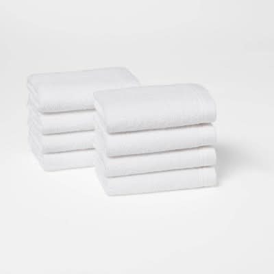 Room Essentials Antimicrobial Washcloth Set, White (8 ct)