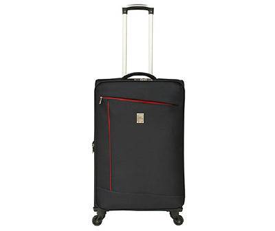 Black 24" Red-Accent Softside Spinner Suitcase