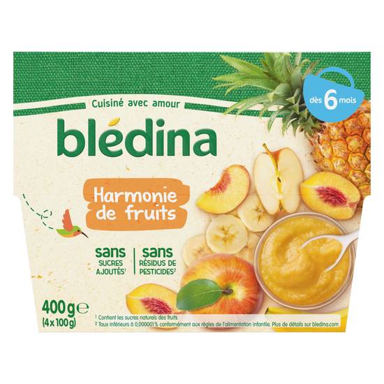 Blédina - Harmonie purée de fruits bébé dès 6 mois (4 pièces)