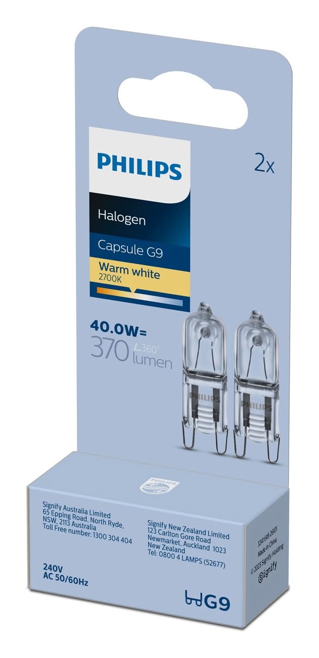 Philips G9 Halogen 460lm Frosted 40W Capsule - 2 Pack
