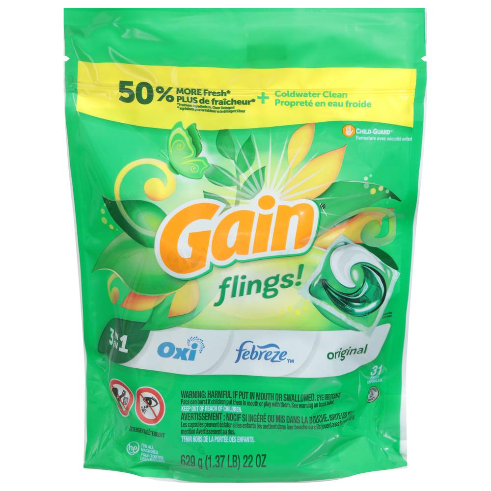 Gain Flings Laundry Detergent Soap Pacs (23 oz)