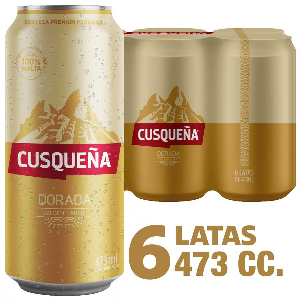Cusqueña cerveza golden (6 pack, 473 ml)