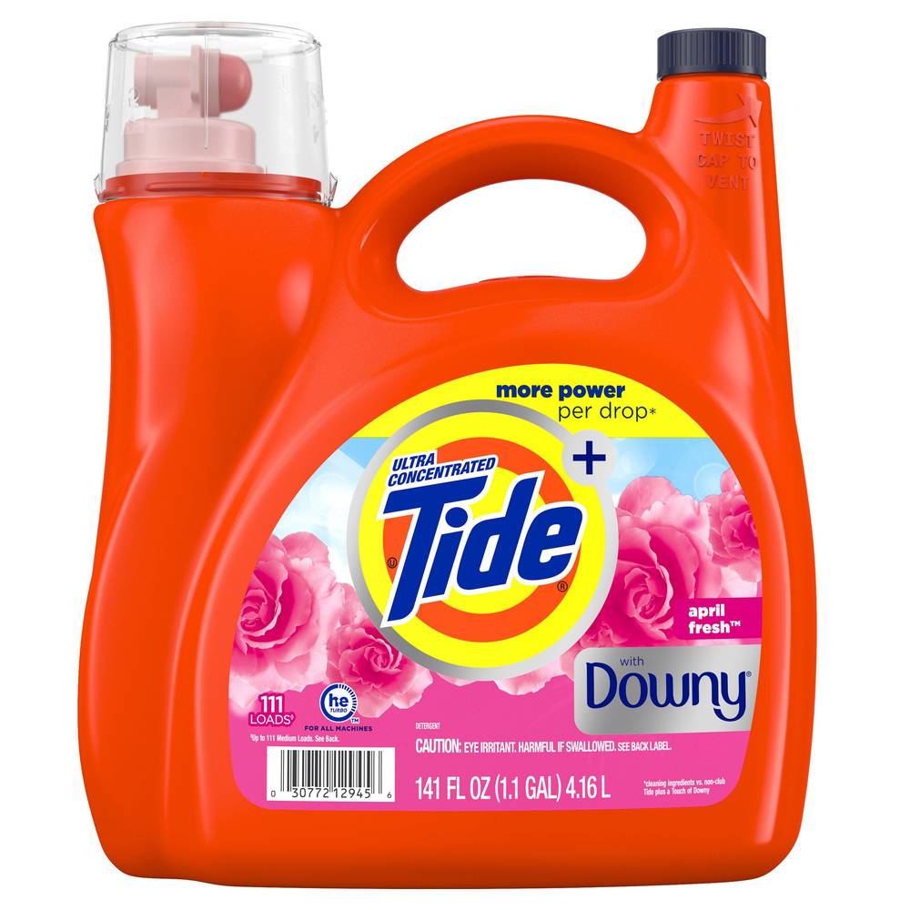 Tide Plus Downy Liquid Laundry Detergent, April Fresh, 111 Loads, 141 fl oz